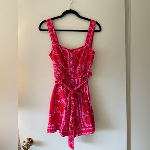 Farm Rio Red Jungle Scarf Romper